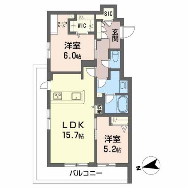 八尾市跡部本町のマンションの間取り