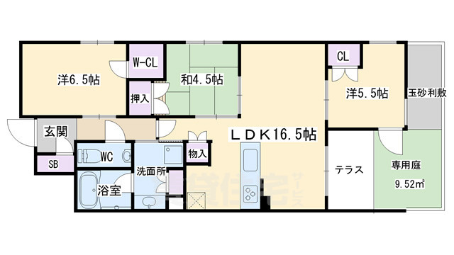 京都市左京区聖護院東町のマンションの間取り