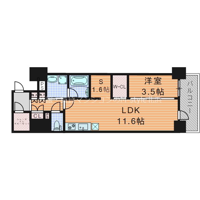 コンフォリア・リヴ北久宝寺Qの間取り