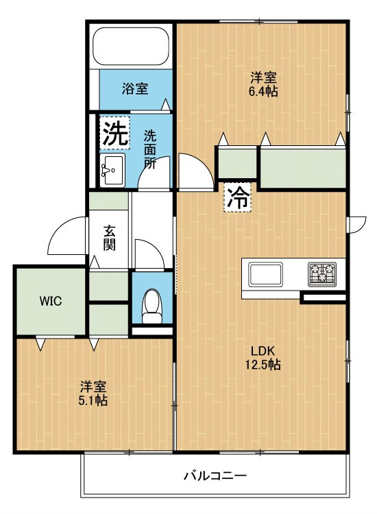 熊本市南区田井島のアパートの間取り