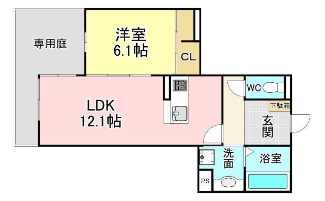 【北九州市小倉南区長尾のアパートの間取り】