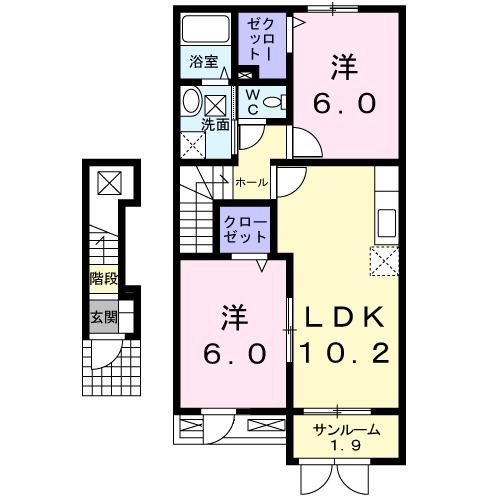 サザンアヴェニューＢの間取り