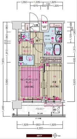 京都市南区東九条河西町のマンションの間取り