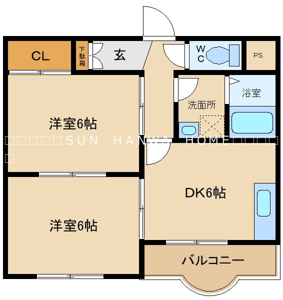 八尾市山本町北のマンションの間取り