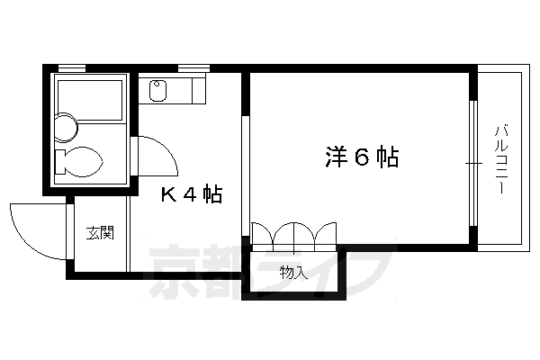 京都市北区紫竹北大門町のマンションの間取り