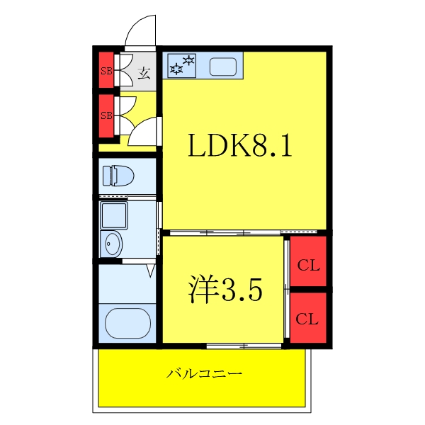 北区十条仲原のマンションの間取り