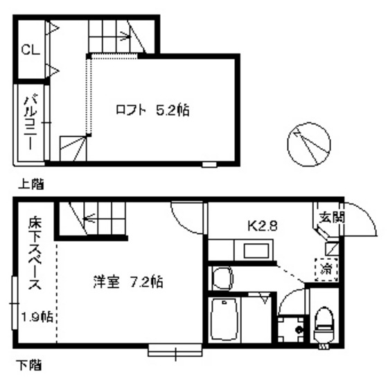 【福岡市西区大字周船寺のアパートの間取り】