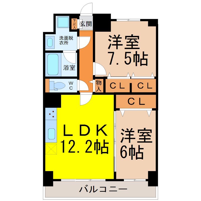 名古屋市中川区尾頭橋のマンションの間取り