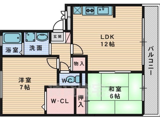 枚方市伊加賀西町のアパートの間取り