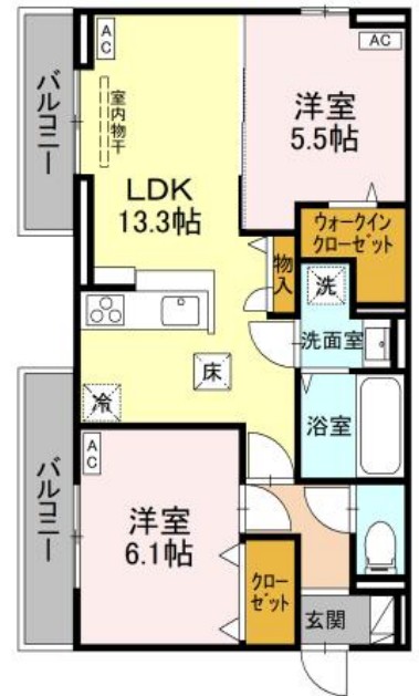 徳島市南島田町のアパートの間取り