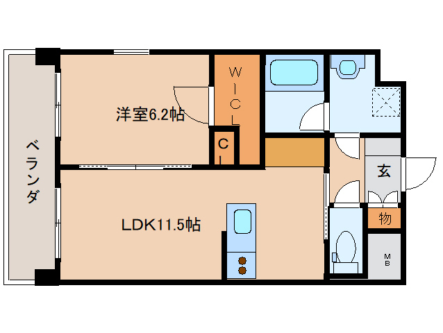 橿原市内膳町のマンションの間取り