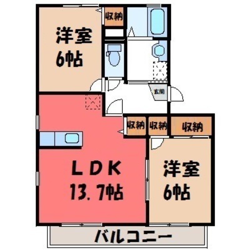 宇都宮市吉野のアパートの間取り