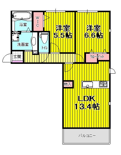 糟屋郡志免町御手洗のアパートの間取り