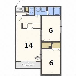 札幌市西区八軒七条東のマンションの間取り