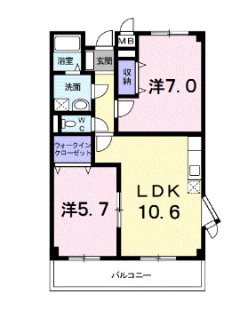 豊橋市牛川通のアパートの間取り