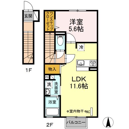 南相馬市原町区小川町のアパートの間取り