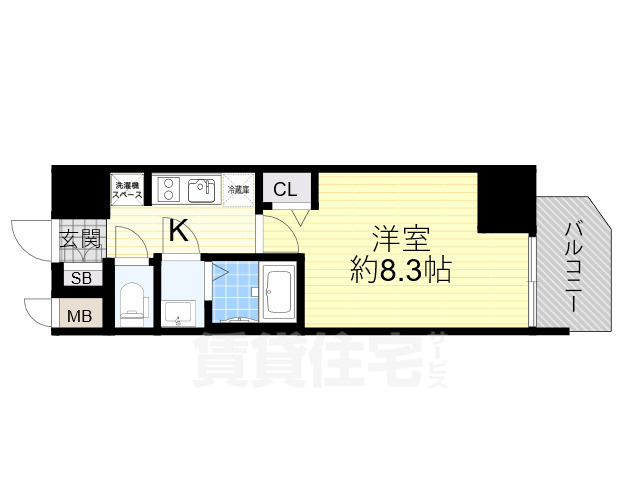 【プレサンス谷町九丁目駅前の間取り】