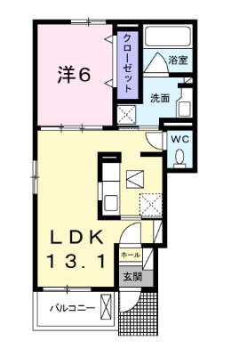 岡山市南区福富中のアパートの間取り