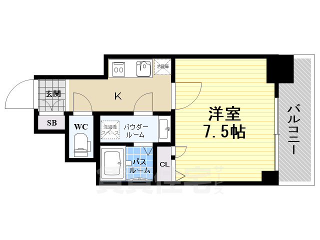 大阪市浪速区恵美須西のマンションの間取り