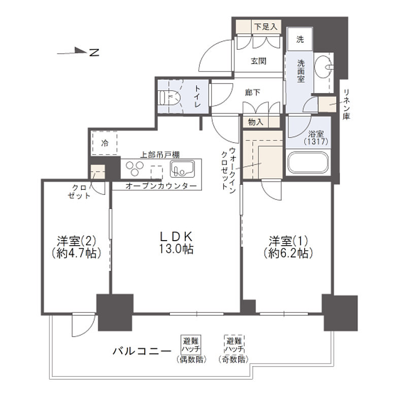 シエリアタワー大阪堀江の間取り