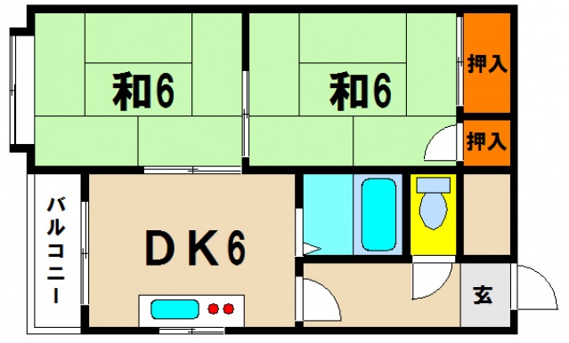 近鉄南大阪線 針中野駅 徒歩7分 5階建 築38年の間取り写真
