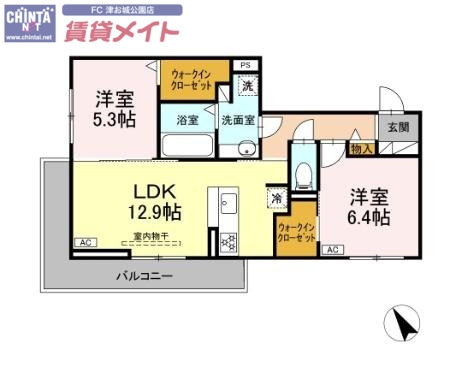 ディーシャンブル南丸之内A棟の間取り写真