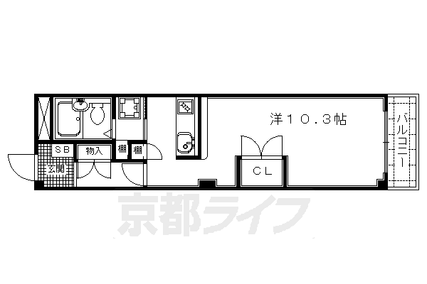 京阪鴨東線 出町柳駅 徒歩4分 3階建 築59年の間取り写真