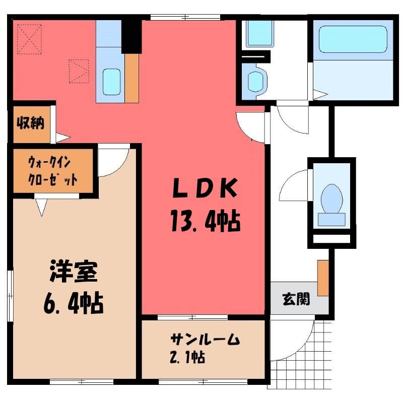 ＪＲ両毛線 国定駅 バス乗車時間：31分 最寄りバス停で下車 徒歩4分 2階建 新築の間取り写真