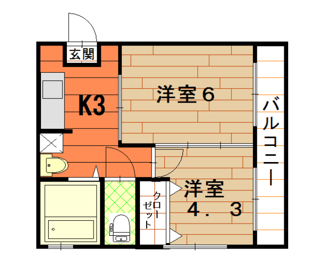 かこいハイツの間取り