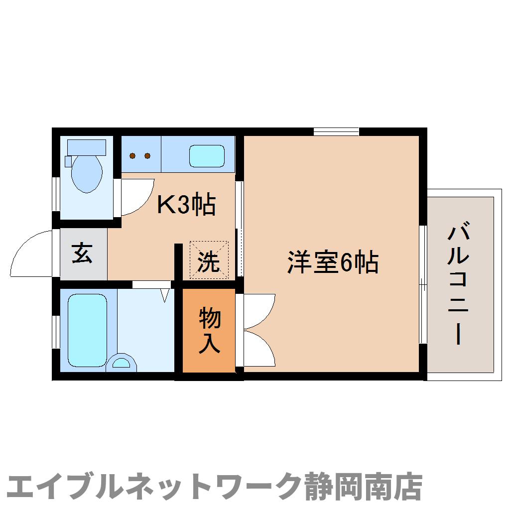 静岡市駿河区小鹿のアパートの間取り