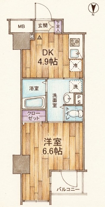 ＪＲ山手線 日暮里駅 徒歩5分 9階建 築13年の間取り写真