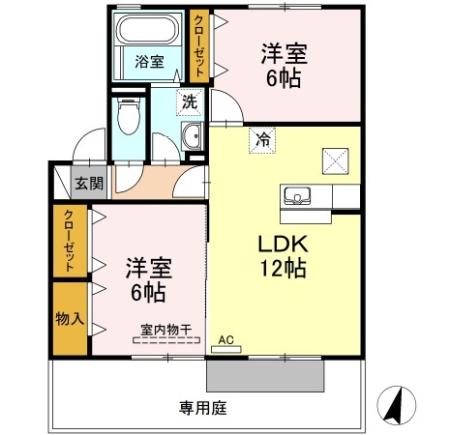 善通寺市大麻町のアパートの間取り