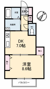 米子市上後藤のアパートの間取り