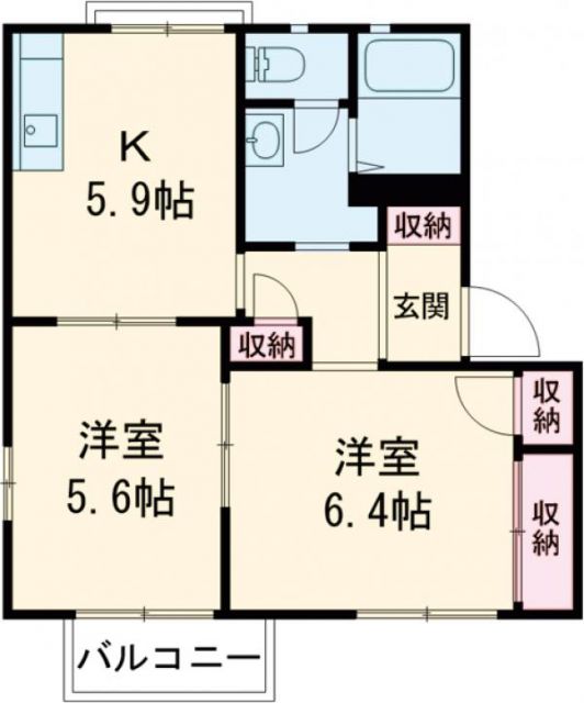 茂原市東郷のアパートの間取り