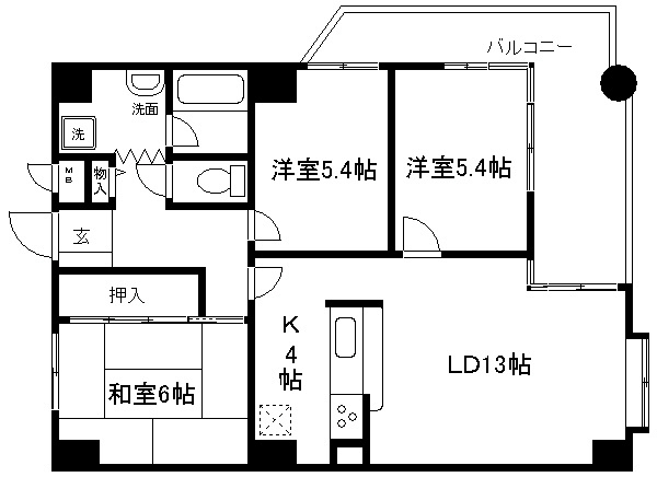 京都市下京区西七条御前田町のマンションの間取り