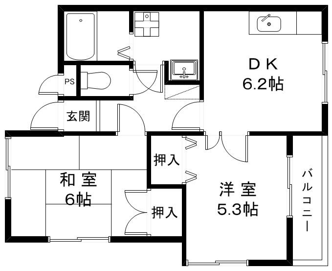 近江八幡市鷹飼町北のアパートの間取り