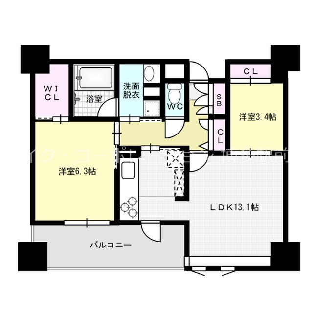 福岡市博多区住吉のマンションの間取り