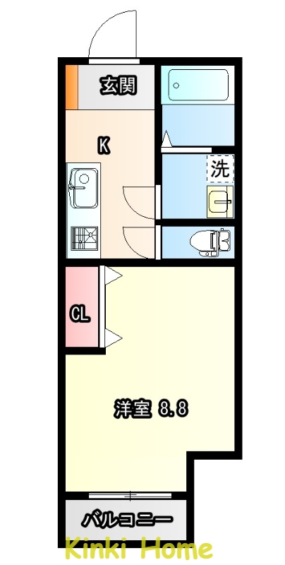 和歌山市和歌浦東のアパートの間取り