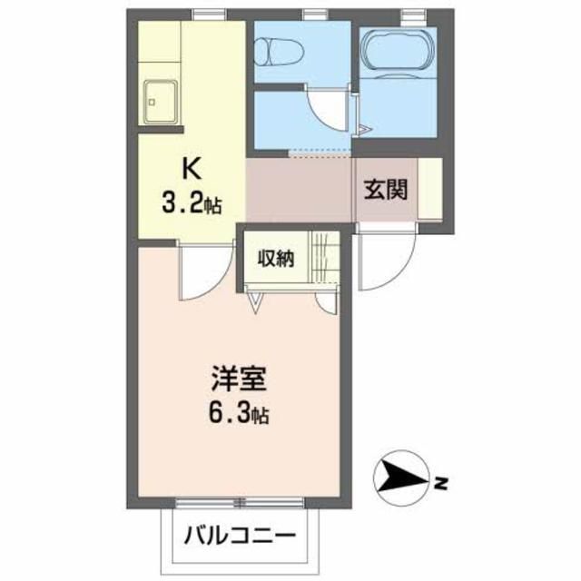 郡山市字桑野清水台のアパートの間取り