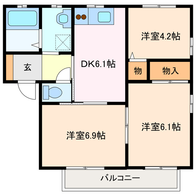 鈴鹿市稲生西のアパートの間取り