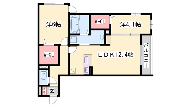 明石市野々上のアパートの間取り