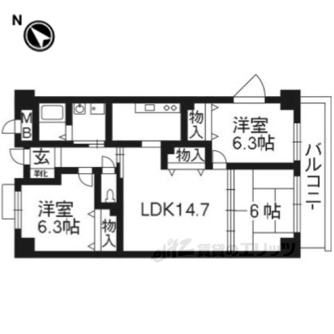 ベルク北野の間取り