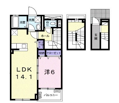 姫路市飾磨区高町のアパートの間取り