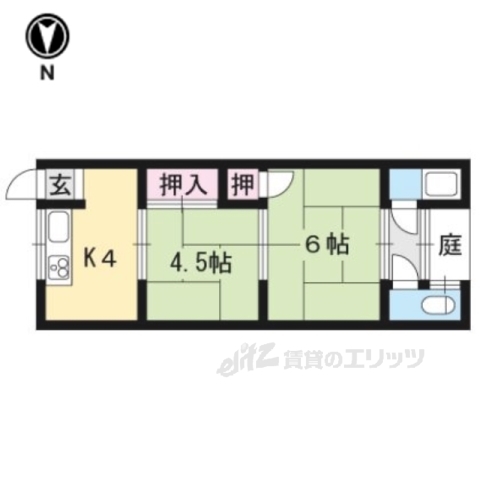 京都市西京区樫原久保町のアパートの間取り