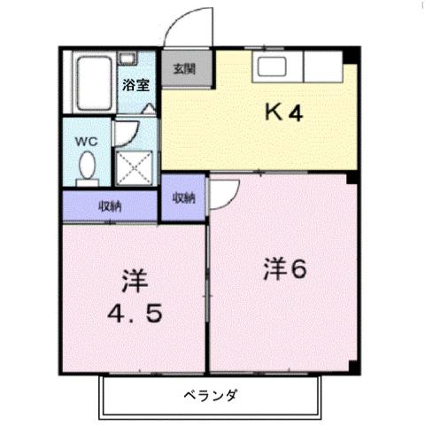 福山市日吉台のアパートの間取り