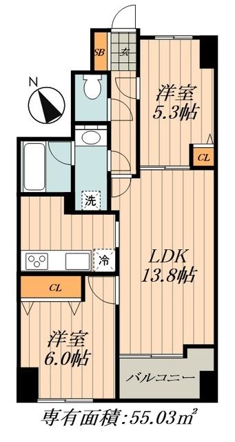 中央区日本橋茅場町のマンションの間取り