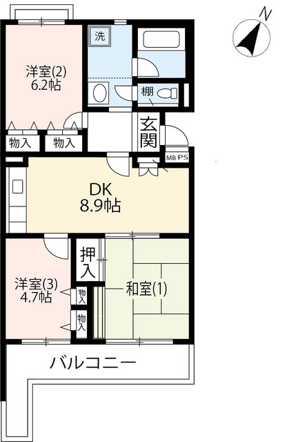 ＵＲシティハイツ日野旭が丘の間取り