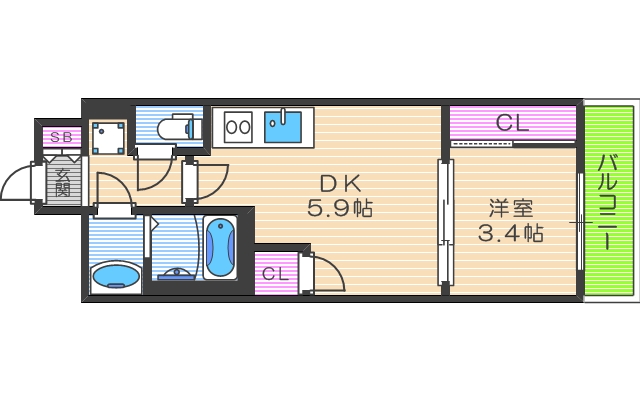 ラシュレエグゼ夕陽丘の間取り