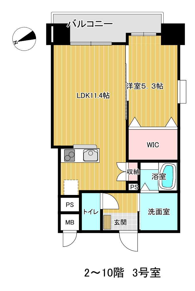 熊本市中央区呉服町のマンションの間取り