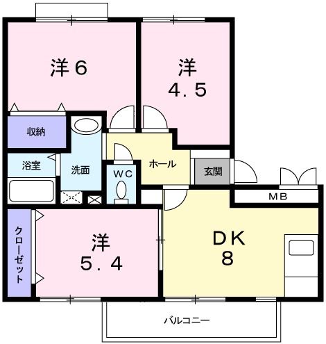 兵庫県神戸市西区南別府３（マンション）の賃貸物件の間取り